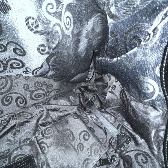 Brighton Leopard Print Satchel Tote Bag Black Patent Trim Woven Handles Filigree - Picture 8 of 11